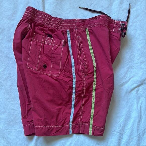 Tommy Bahama Red and Blue Swim Trunks with Drawstring Closure - Picture 7 of 8